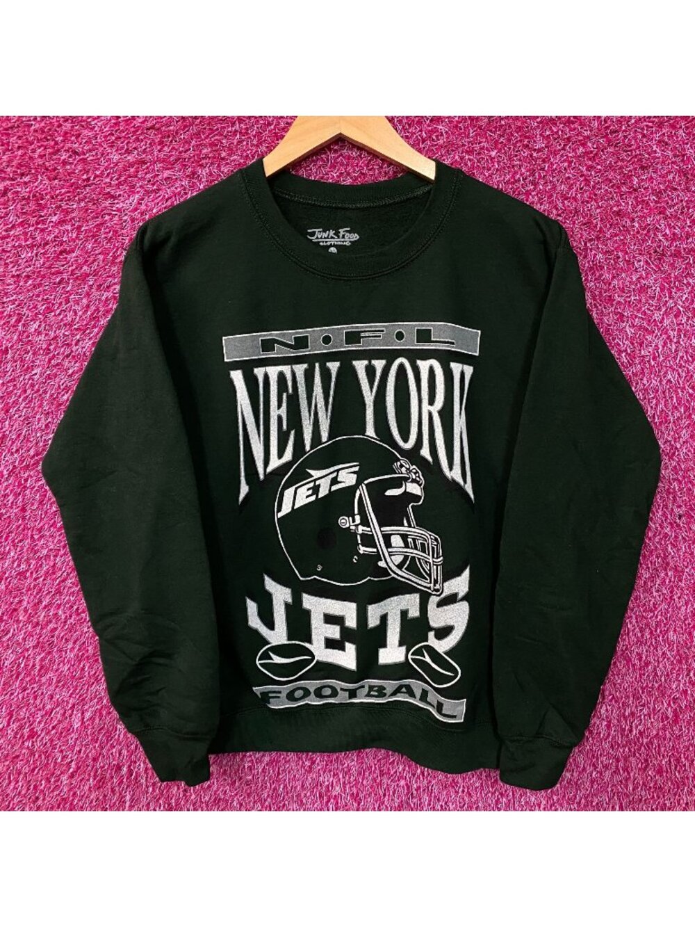 Junk Food Clothing New York Jets Helmet Flea Market Crew Sweatshirt XS